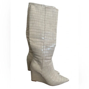 Just Fab Michaela wedge plateform snakeskin boots size 7.5